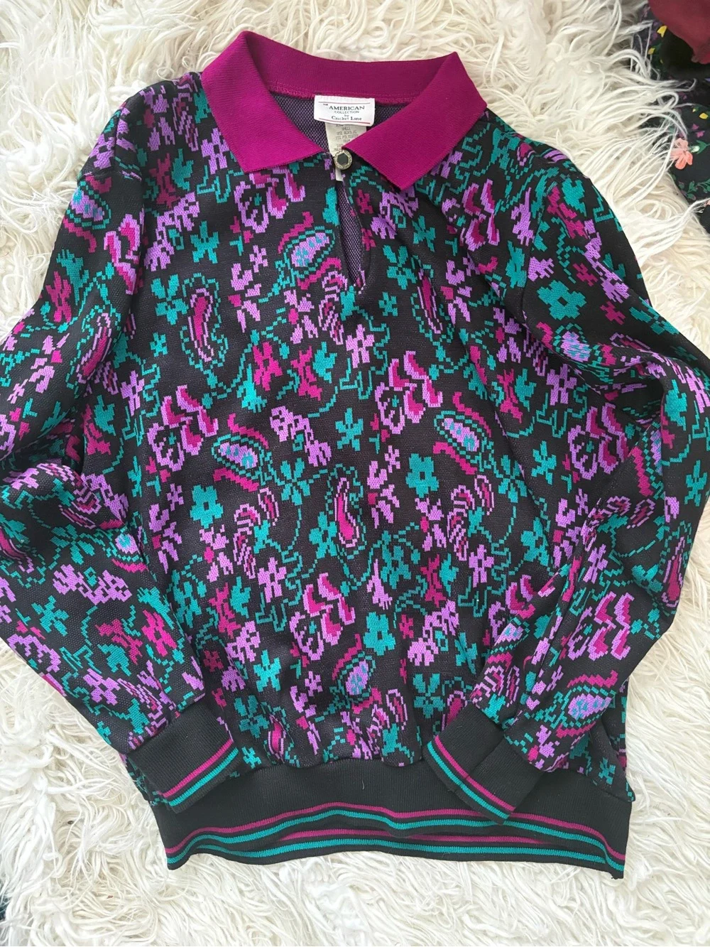 Vintage 80s Cricket Lane Floral Knit Skirt Set M S USA